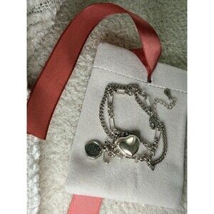 Sterling Silver 925 Heart Charm Bracelet “Love Forever” Double Chain Adjustable